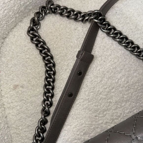 Chanel Metallic Calfskin Quilted Medium Boy Flap Dark Silver - Picture 6 of 12